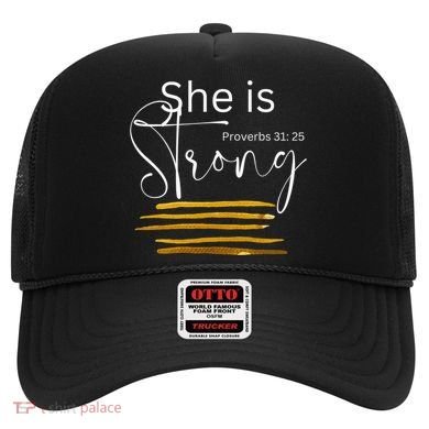 She Is Strong Proverbs 3125 Bible Verse Slogan Western Cross Hat