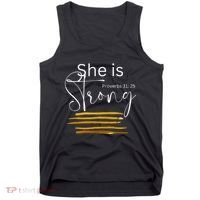 She Is Strong Proverbs 3125 Bible Verse Slogan Western Cross Tank Top thumb 0