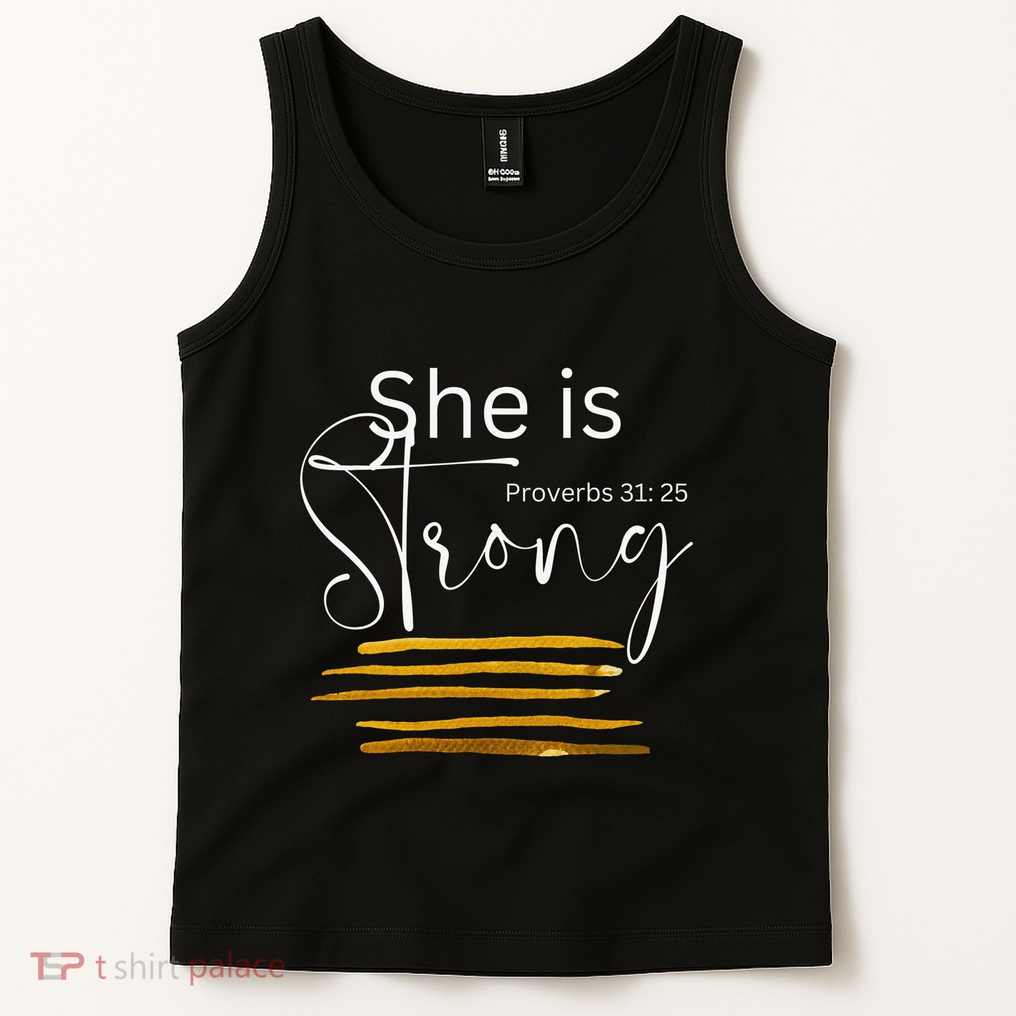 She Is Strong Proverbs 3125 Bible Verse Slogan Western Cross Tank Top