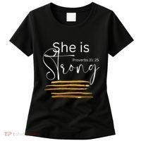 She Is Strong Proverbs 3125 Bible Verse Slogan Western Cross Women's T-Shirt thumb 0