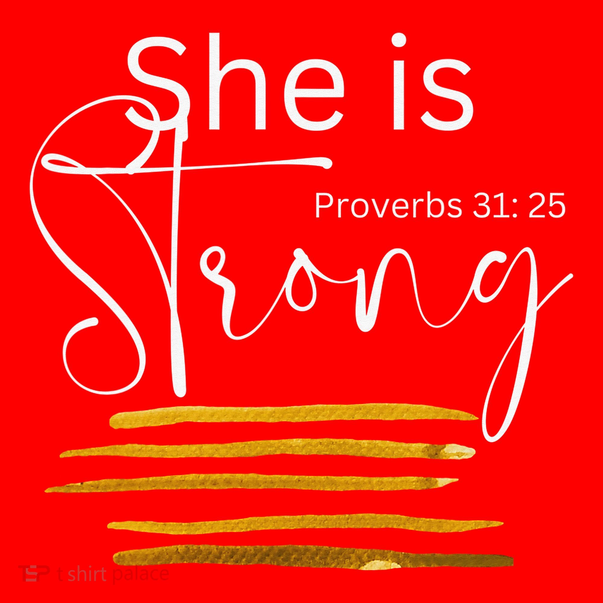 She Is Strong Proverbs 3125 Bible Verse Slogan Western Cross Santa Hat
