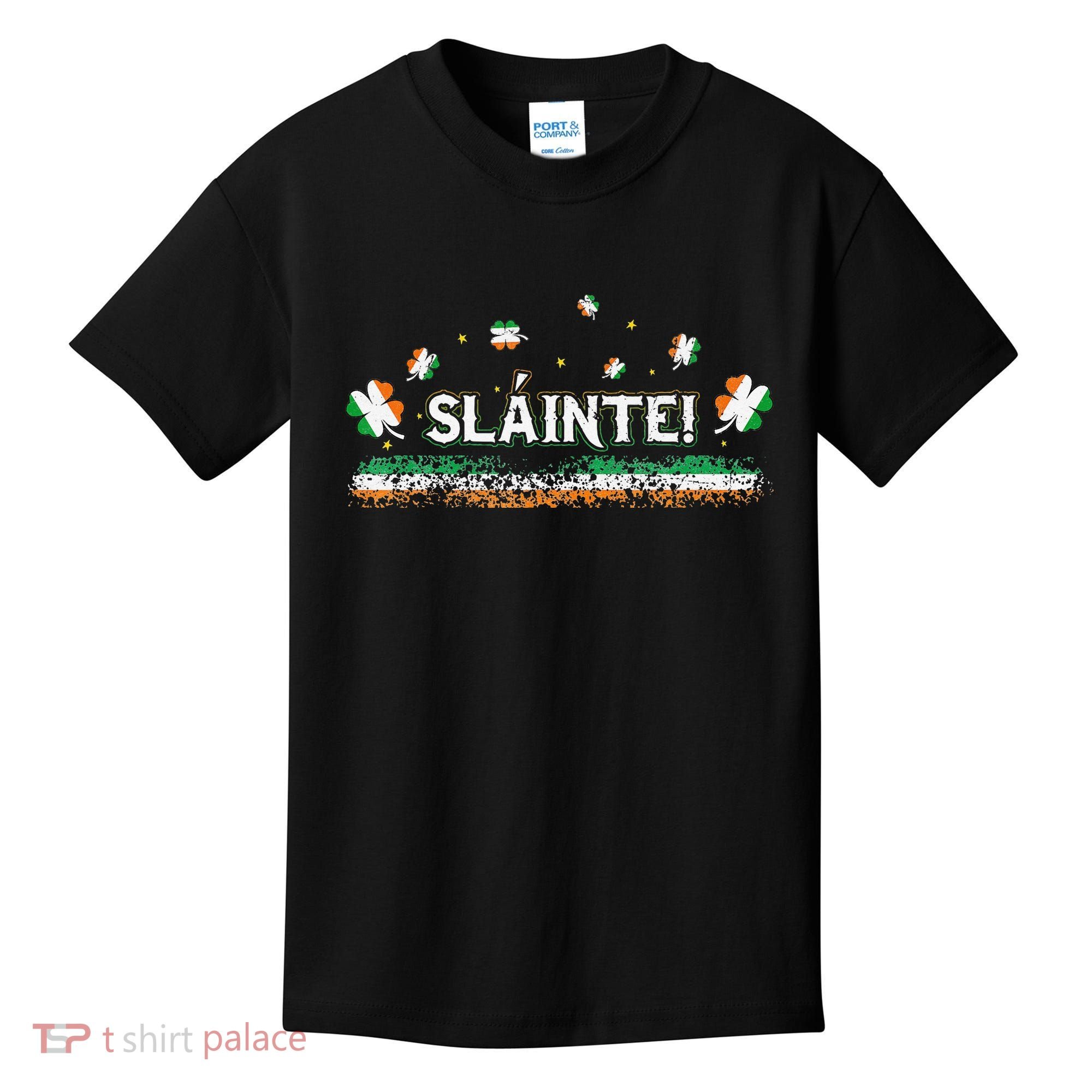 Slainte Ireland Shamrock Irish Flag Cheers Funny Ireland Tee Kids T-Shirt