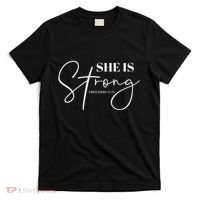 She Is Strong Christian Women Athlete Gym Workout T-Shirt thumb 0