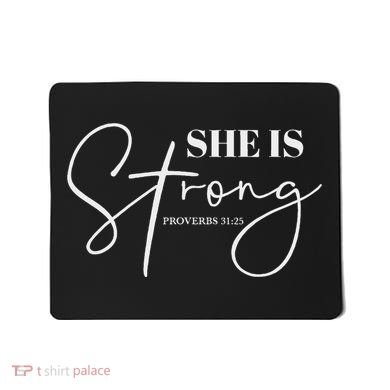 She Is Strong Christian Women Athlete Gym Workout Mousepad