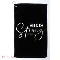 She Is Strong Christian Women Athlete Gym Workout Golf Towel thumb 0