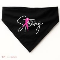 She Is Strong Breast Cancer Awareness Ribbon USA-Made Doggie Bandana thumb 0