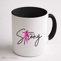 She Is Strong Breast Cancer Awareness Ribbon Coffee Mug thumb 1