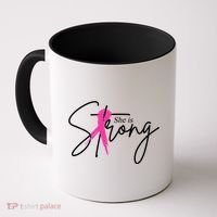 She Is Strong Breast Cancer Awareness Ribbon Coffee Mug thumb 0