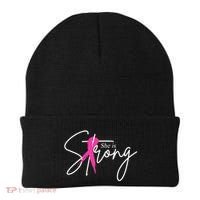 She Is Strong Breast Cancer Awareness Ribbon Beanie thumb 0