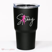 She Is Strong Breast Cancer Awareness Ribbon Tumbler thumb 0