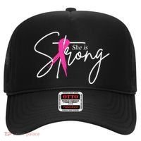 She Is Strong Breast Cancer Awareness Ribbon Hat thumb 0