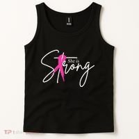 She Is Strong Breast Cancer Awareness Ribbon Tank Top thumb 2