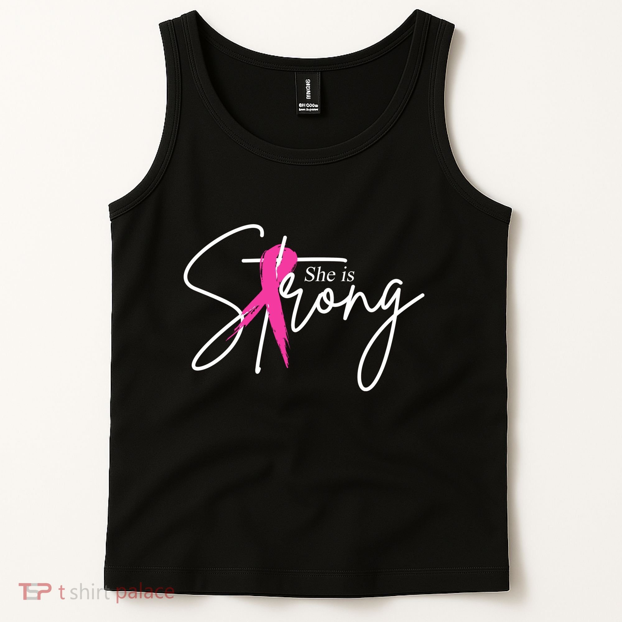 She Is Strong Breast Cancer Awareness Ribbon Tank Top