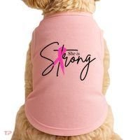 She Is Strong Breast Cancer Awareness Ribbon Doggie Tank thumb 0
