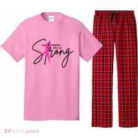 She Is Strong Breast Cancer Awareness Ribbon Pajama Set thumb 0