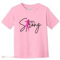 She Is Strong Breast Cancer Awareness Ribbon Toddler T-Shirt thumb 0