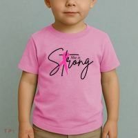 She Is Strong Breast Cancer Awareness Ribbon Toddler T-Shirt thumb 2