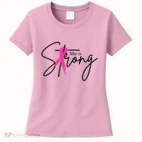 She Is Strong Breast Cancer Awareness Ribbon Women's T-Shirt thumb 0
