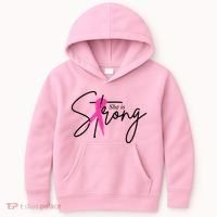 She Is Strong Breast Cancer Awareness Ribbon Kids Hoodie thumb 0