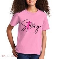 She Is Strong Breast Cancer Awareness Ribbon Kids T-Shirt thumb 2