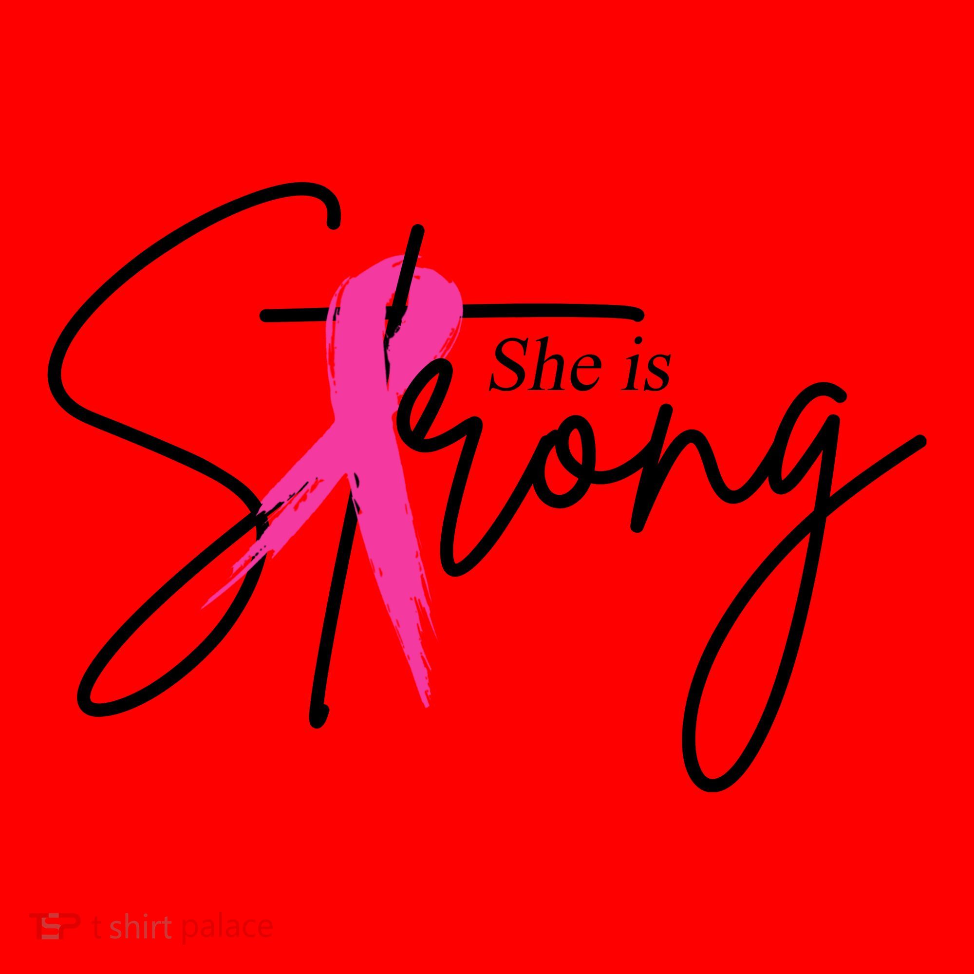 She Is Strong Breast Cancer Awareness Ribbon Santa Hat