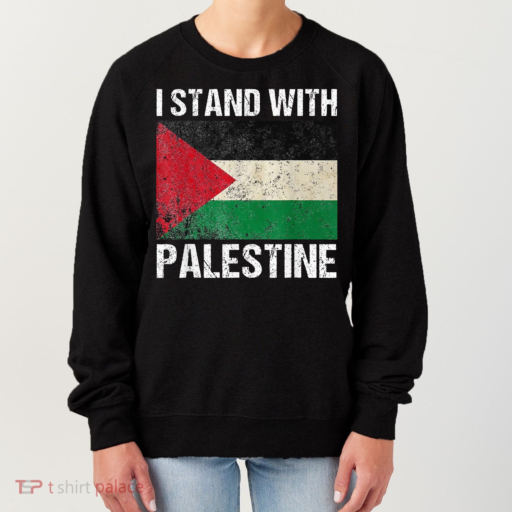 Support I stand with Palestine Free Palestine Flag Arabic Women's Sweatshirt