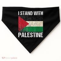Support I stand with Palestine Free Palestine Flag Arabic USA-Made Doggie Bandana thumb 0