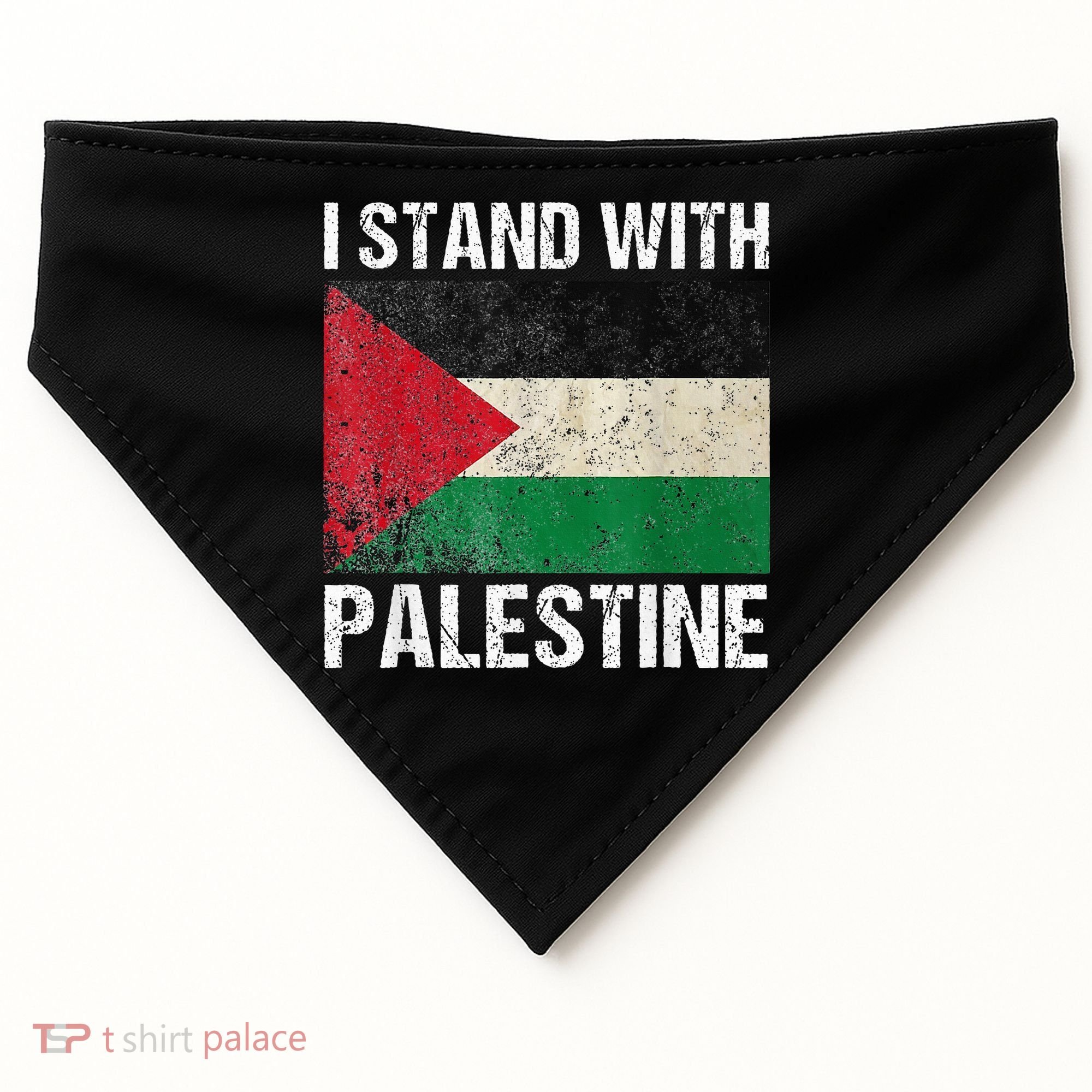 Support I stand with Palestine Free Palestine Flag Arabic USA-Made Doggie Bandana