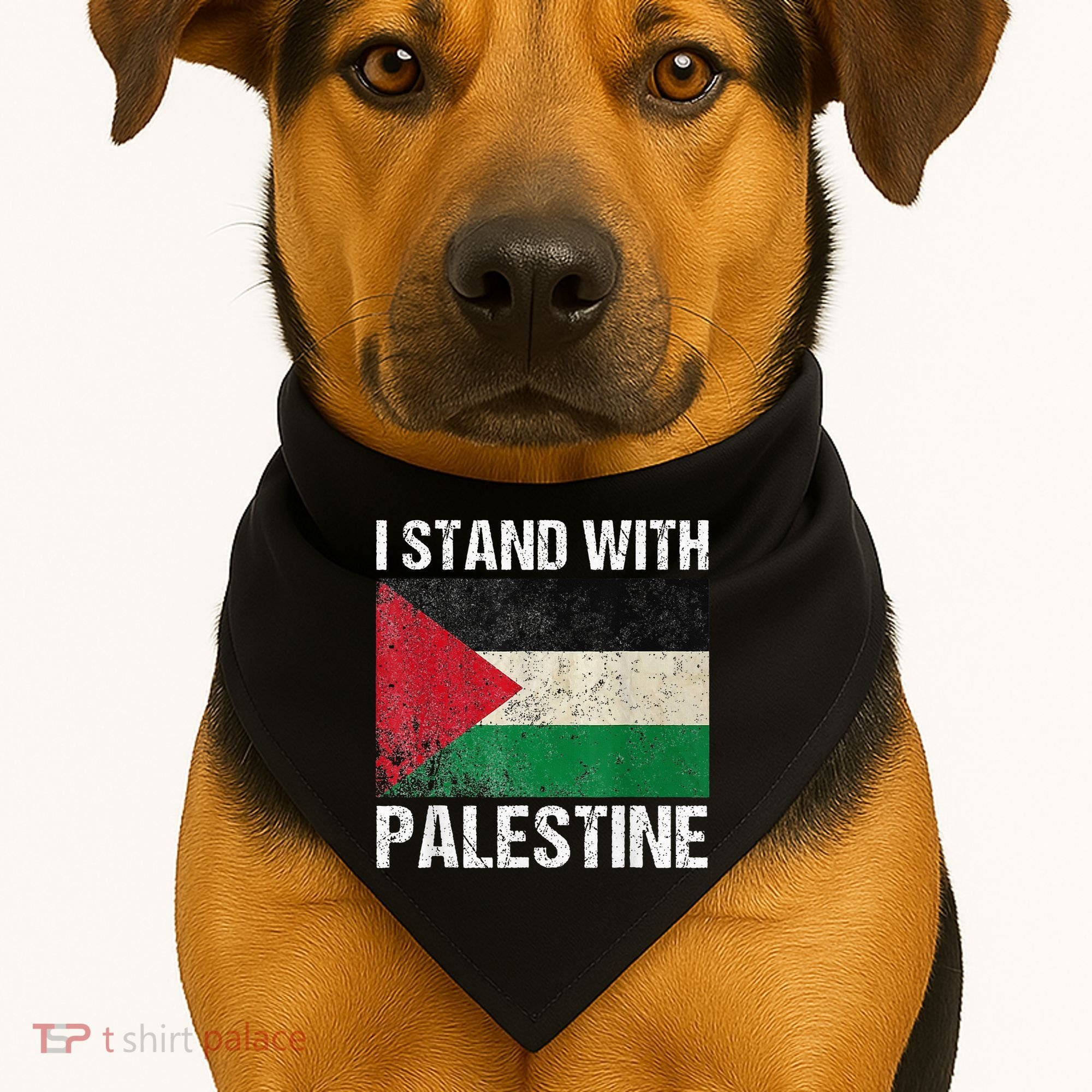 Support I stand with Palestine Free Palestine Flag Arabic USA-Made Doggie Bandana