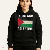 Support I stand with Palestine Free Palestine Flag Arabic Hoodie thumb 5