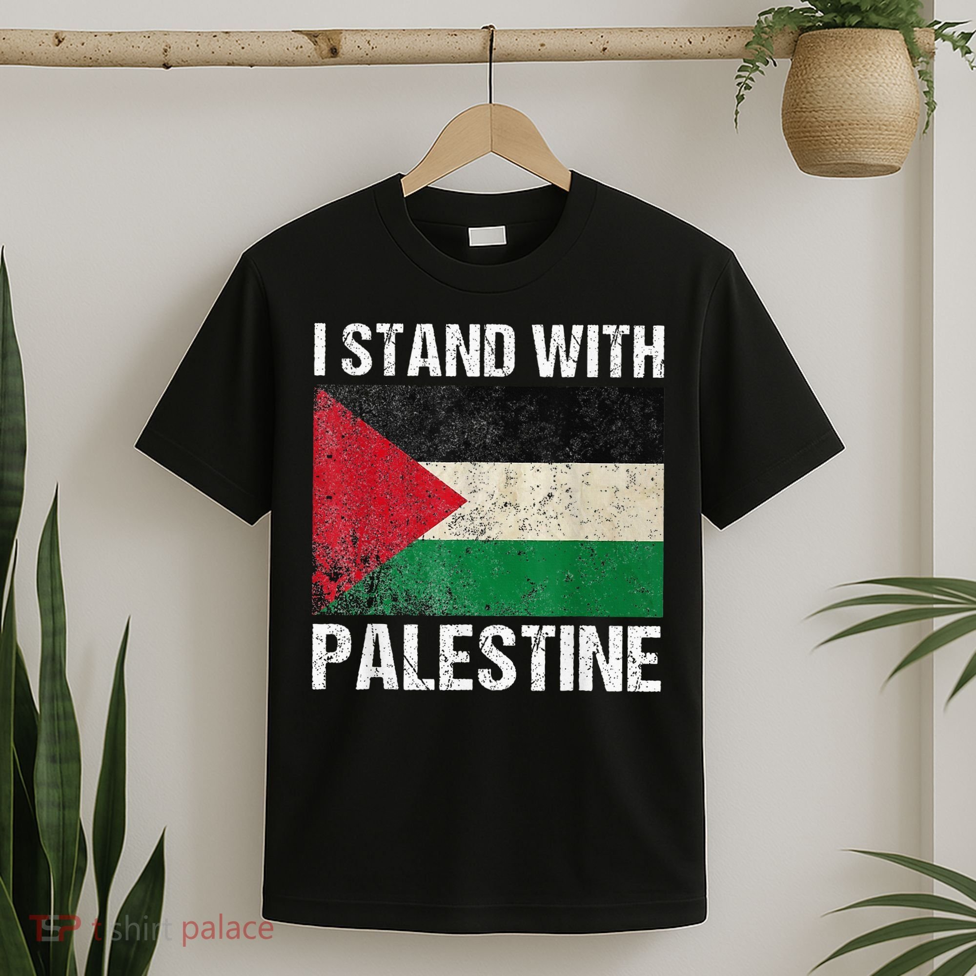 Support I stand with Palestine Free Palestine Flag Arabic T-Shirt