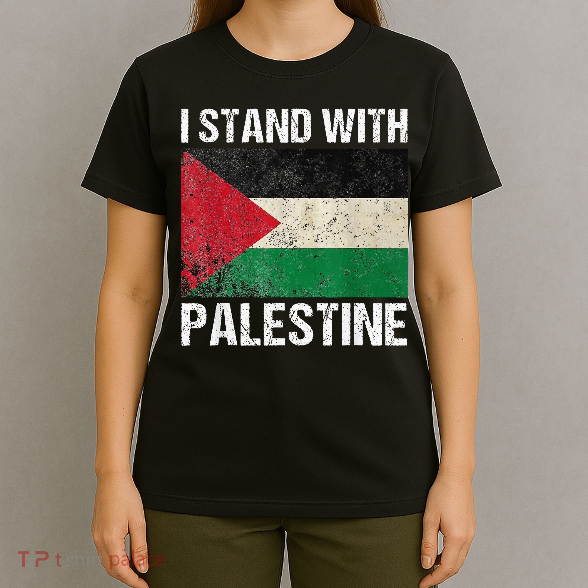 Support I stand with Palestine Free Palestine Flag Arabic T-Shirt