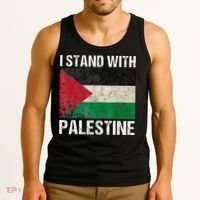 Support I stand with Palestine Free Palestine Flag Arabic Tank Top thumb 3