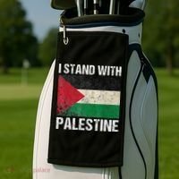 Support I stand with Palestine Free Palestine Flag Arabic Golf Towel thumb 2