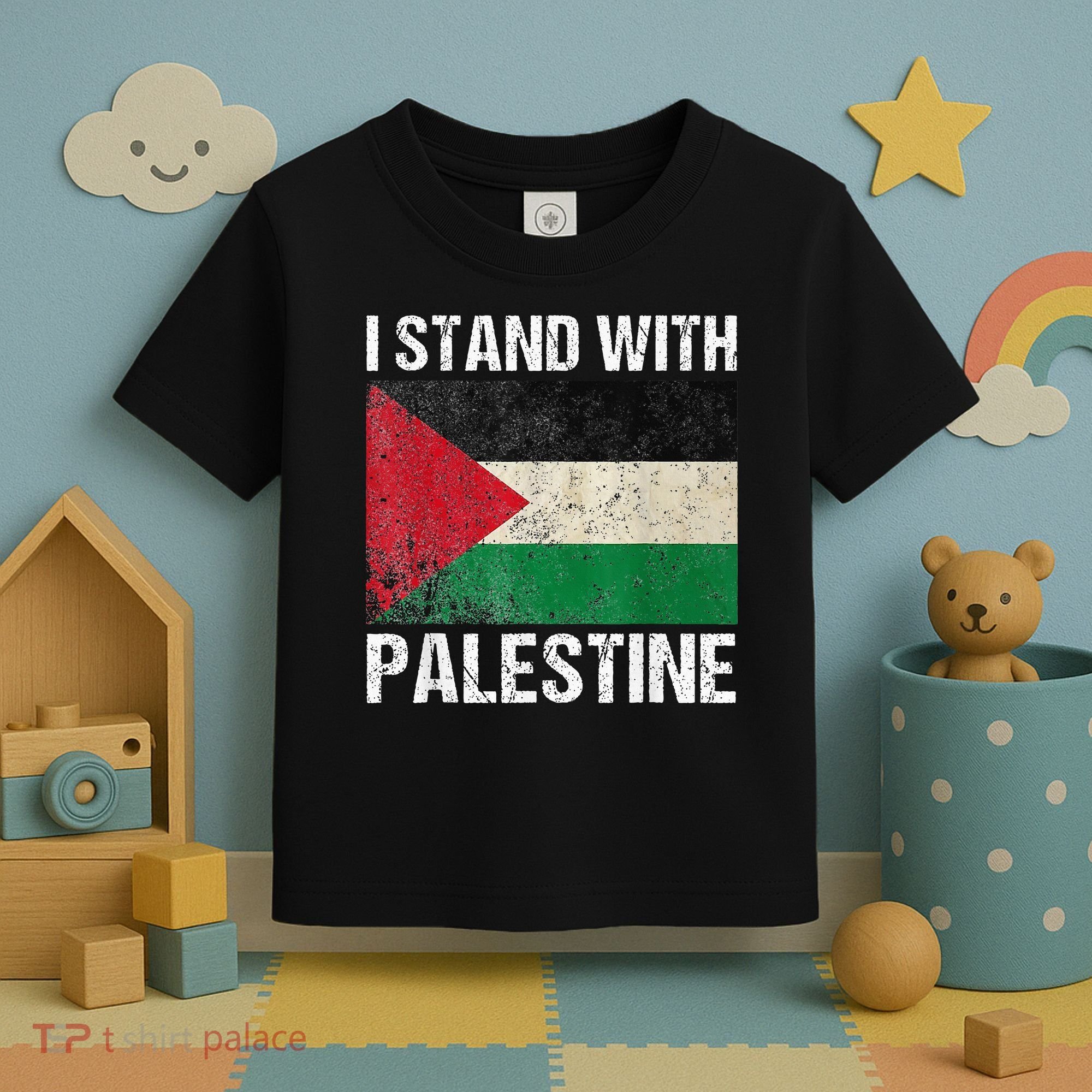 Support I stand with Palestine Free Palestine Flag Arabic Toddler T-Shirt