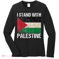 Support I stand with Palestine Free Palestine Flag Arabic Women's Long Sleeve Shirt thumb 0