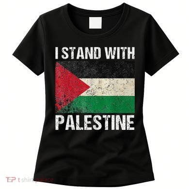 Support I stand with Palestine Free Palestine Flag Arabic Women's T-Shirt