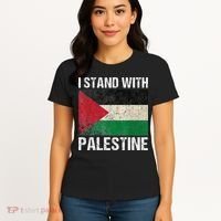 Support I stand with Palestine Free Palestine Flag Arabic Women's T-Shirt thumb 4
