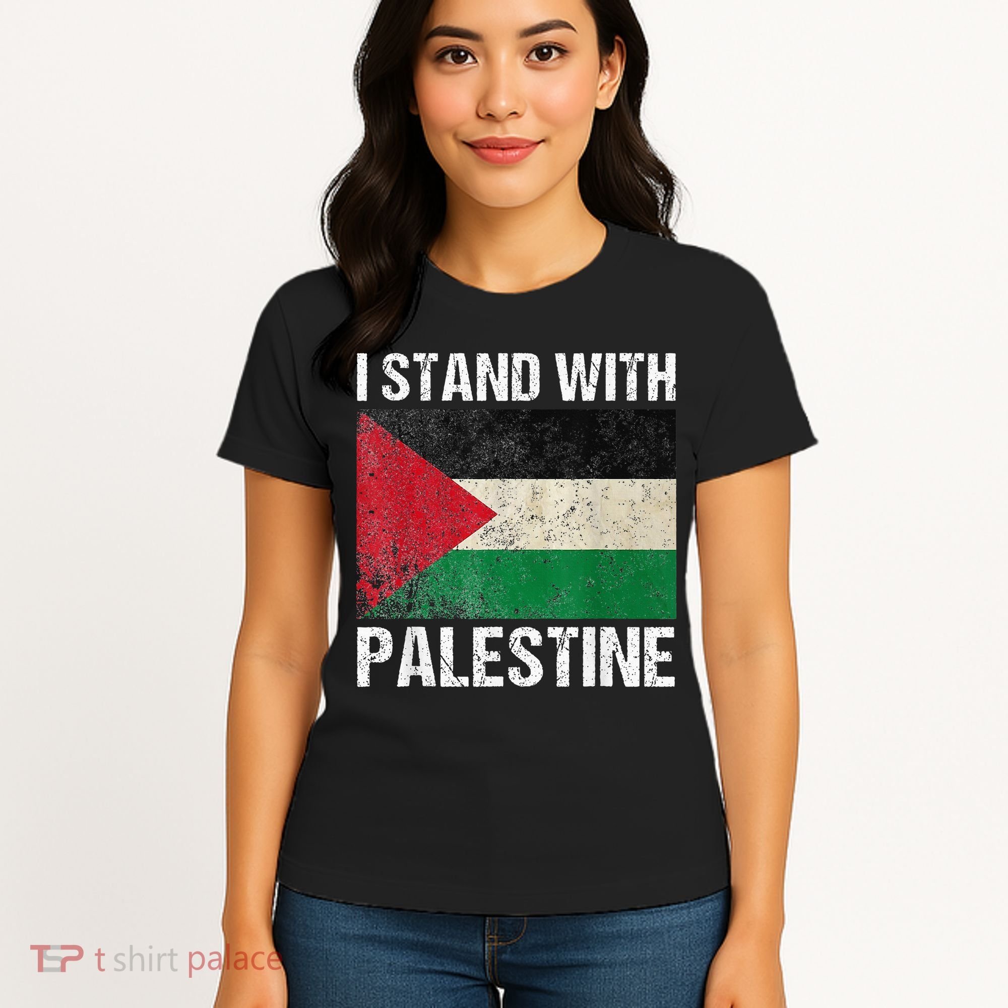 Support I stand with Palestine Free Palestine Flag Arabic Women's T-Shirt