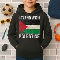 Support I stand with Palestine Free Palestine Flag Arabic Kids Hoodie thumb 2