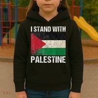 Support I stand with Palestine Free Palestine Flag Arabic Kids Hoodie thumb 3