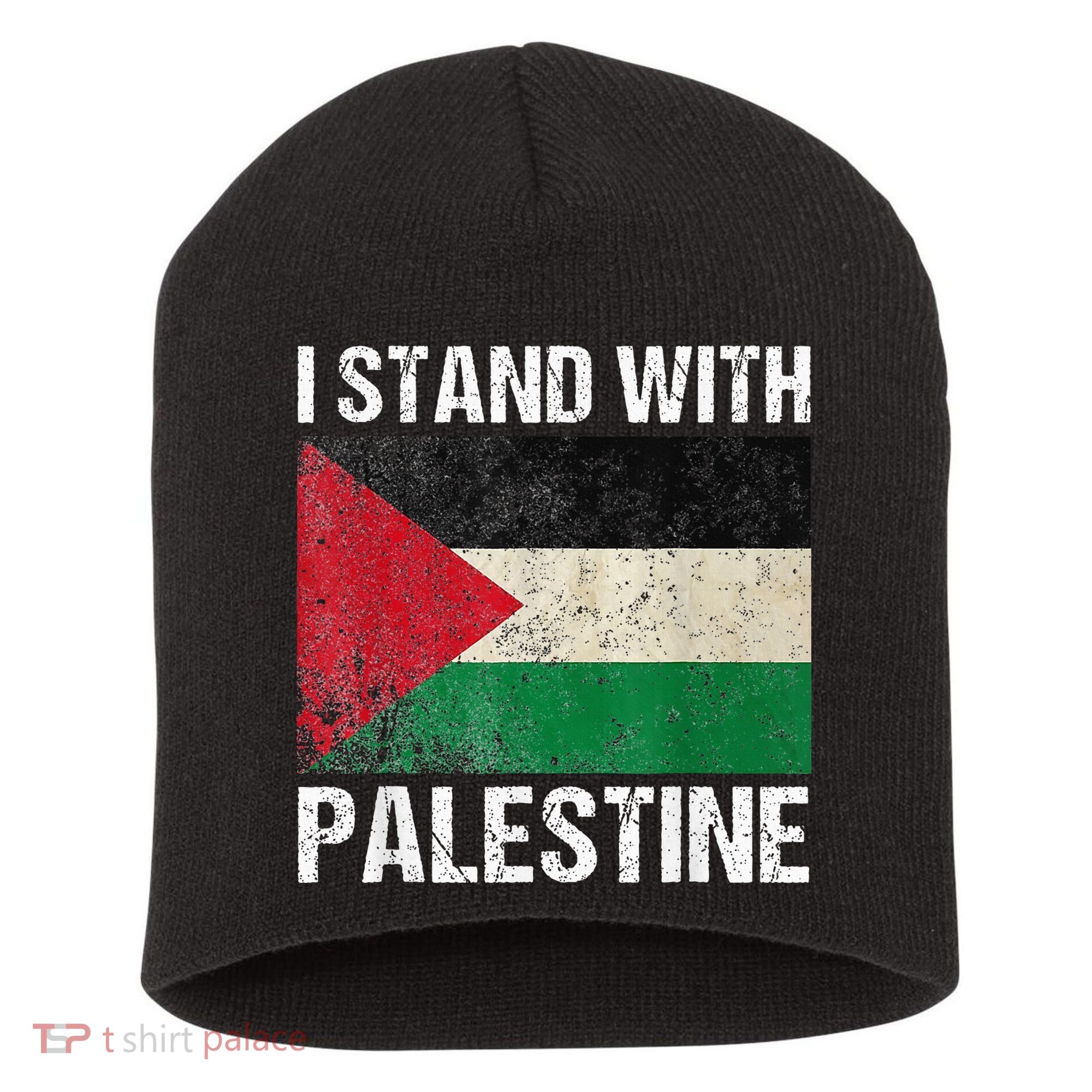 Support I stand with Palestine Free Palestine Flag Arabic Short Acrylic Beanie