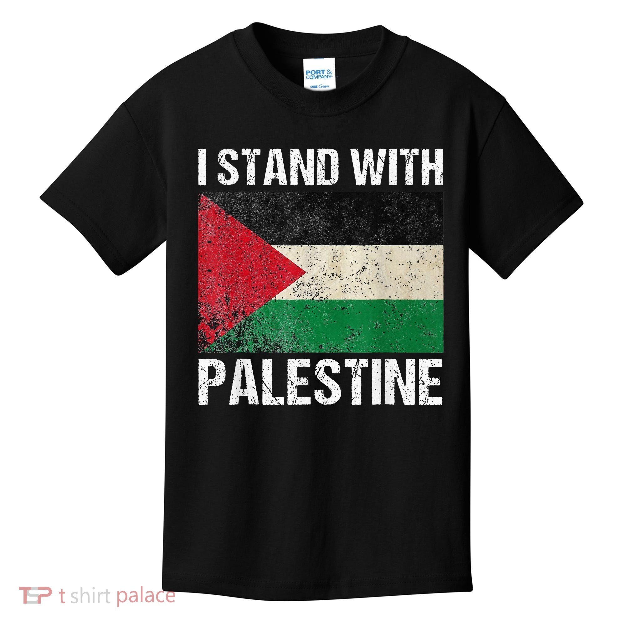 Support I stand with Palestine Free Palestine Flag Arabic Kids T-Shirt