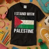 Support I stand with Palestine Free Palestine Flag Arabic Kids T-Shirt thumb 3