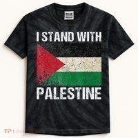Support I stand with Palestine Free Palestine Flag Arabic Kids Tie-Dye T-Shirt thumb 0