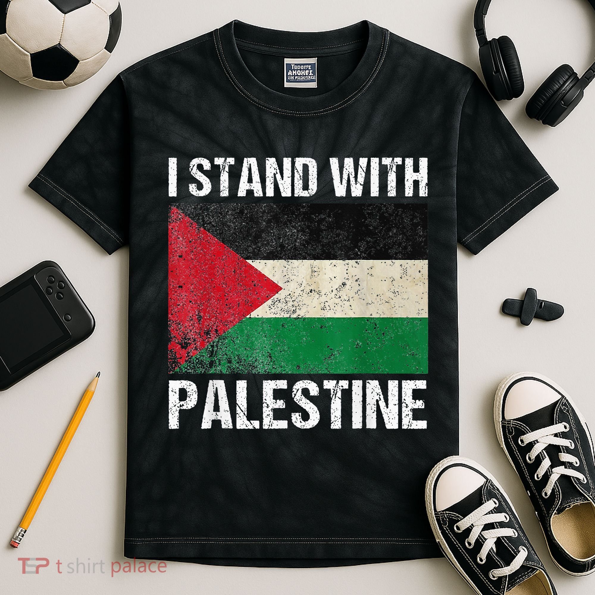 Support I stand with Palestine Free Palestine Flag Arabic Kids Tie-Dye T-Shirt