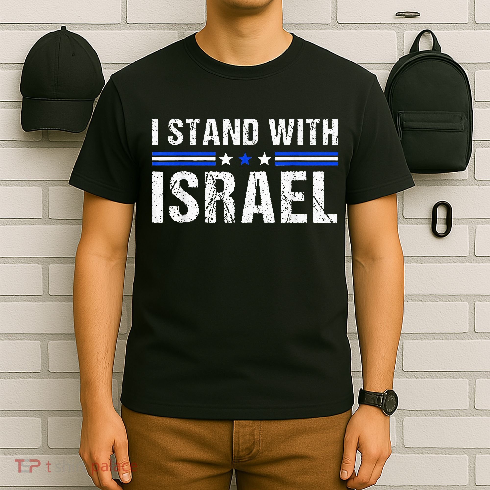 Support I Stand With Israel Jewish Heritage Israeli Flag T-Shirt