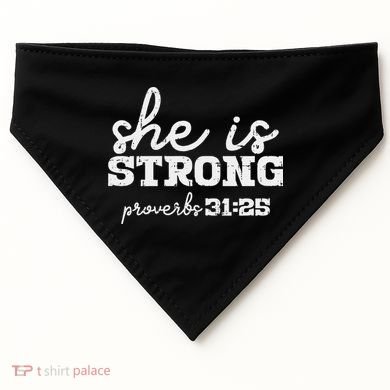 She Is Strong Proverbs Bible God Jesus Christian Gift USA-Made Doggie Bandana