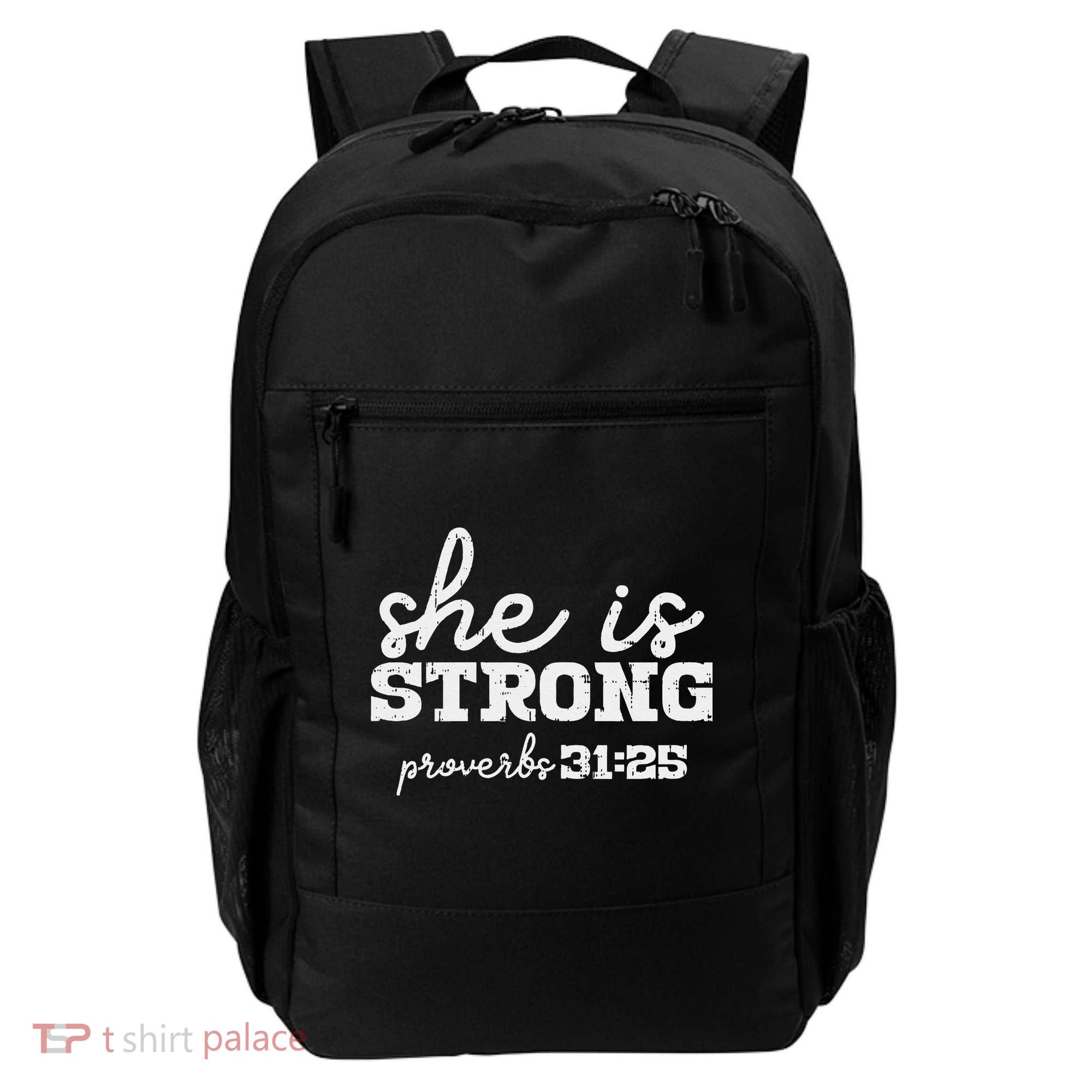 She Is Strong Proverbs Bible God Jesus Christian Gift Backpack