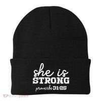 She Is Strong Proverbs Bible God Jesus Christian Gift Beanie thumb 0
